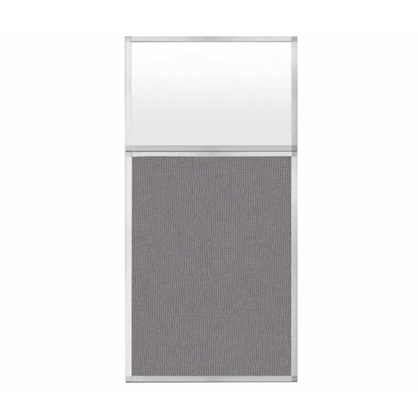 Hush Panel Configurable Cubicle Partition 3' x 6' W/ Window Slate Fabric Frosted Window